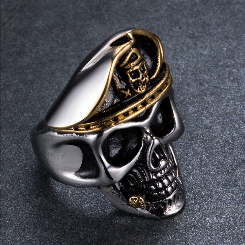 Mendominasi Mode Skull Officer Cincin Pria Pasukan Khusus Perwira Skull Ring Rock Pesta Perhiasan Hadiah