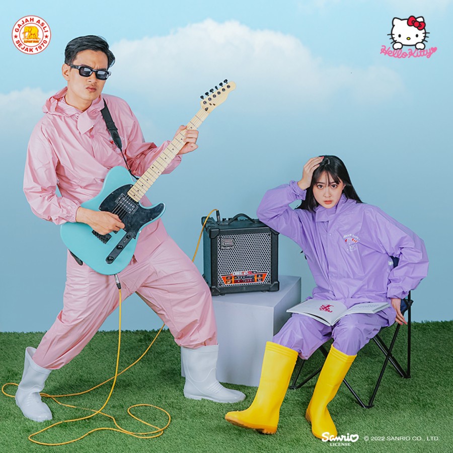 FELWINSHOP Jas Hujan Hello Kitty Dewasa Setelan Jaket Celana Kitty Edition
