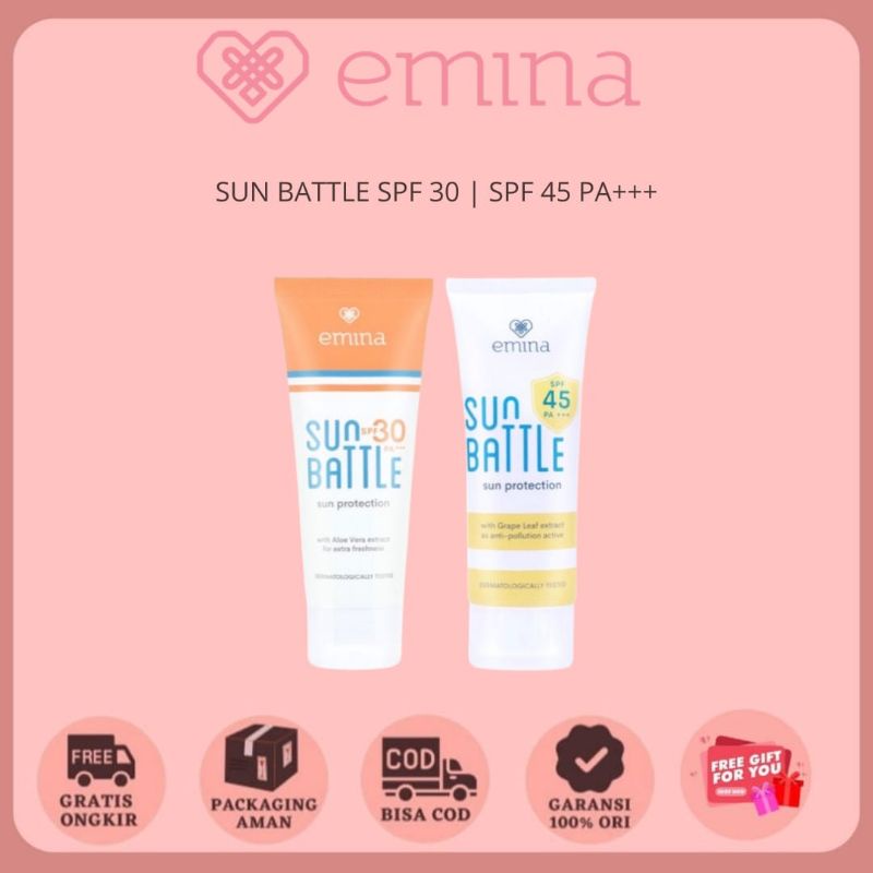 Jual EMINA SUN PROTECTION / SUN BATTLE SPF 30 45 Shopee Indonesia