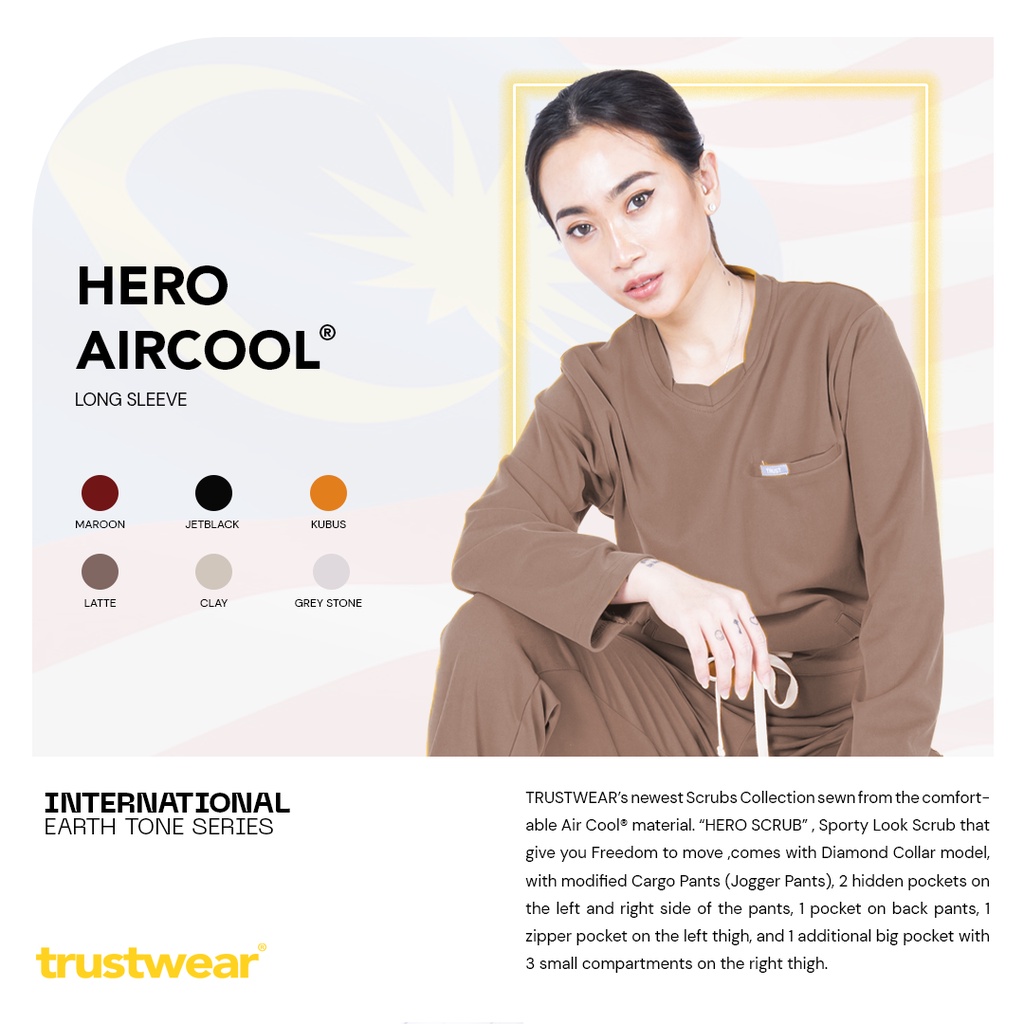 [Scrubs Hero] Doctor's Scrub/Set Baju Celana Jaga OKA OK Perawat/Dokter Lengan Panjang [Export]