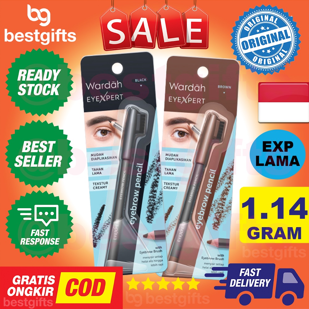 WARDAH EYEXPERT EYEBROW PENCIL BROWN MERAPIHKAN ALIS HASIL NATURAL 1.14 GRAM