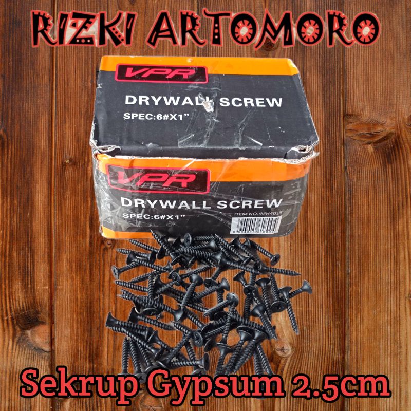 Skrup Gypsum 6x1 sekrup hitam 1 inch 2.5 cm (100pcs)