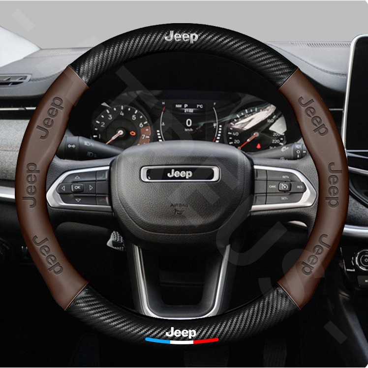 Sarung Setir Mobil Jeep Untuk Kompas Renegade 2022 Willys Wrangler jk Cherokee xj Auto Steering Wheel Cover Pelindung Kemudi Interior Mobil Logo Printing 3D