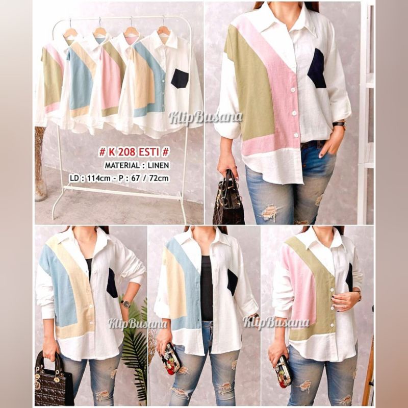 ATASAN BIG SIZE WANITA KEKINIAN KEMEJA PUTIH KATUN LINEN BUSUI ld 100 110 120 TUNIK WANITA OVER SIZE