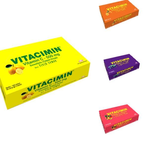 

(Terbaik) Vitacimin Vitamin C 500mg per Box isi 100 tablet hisap (50 strip)