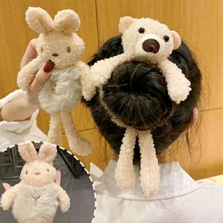 Kuncrit Rambut Korea Model Boneka Lucu Kelinci Dan Bear Ikat Rambut Bentuk Boneka