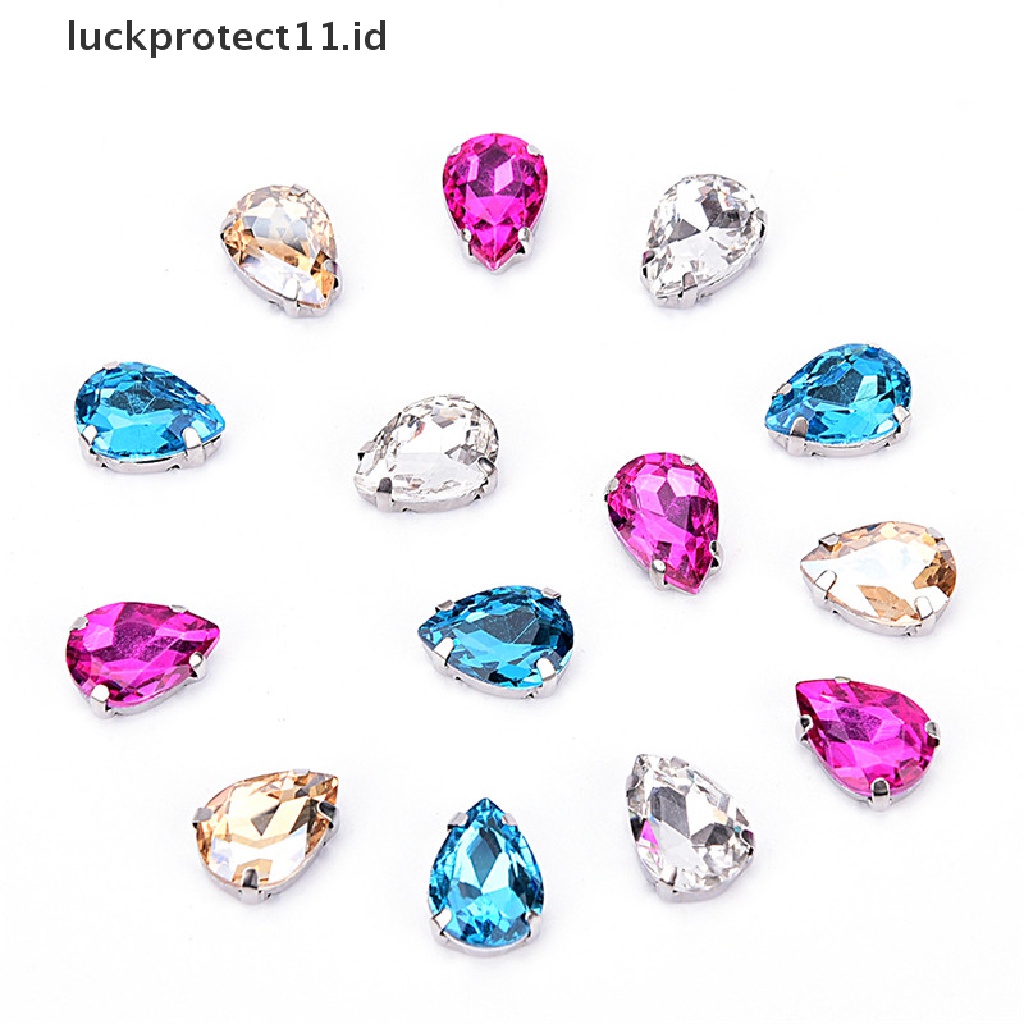 /Fashion Hot// Fashion// 50x Tetes Air Kaca Berlian Imitasi DIY Aksesoris Pakaian Aplikasi Jahit Di.