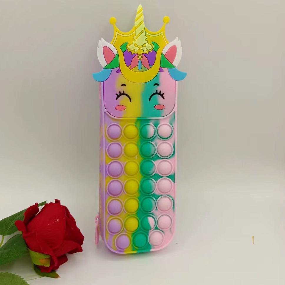 

((J-4-I ✪> 【24H SHIP】2IN1 Kotak Pensil Pop It Unicorn (Depan Belakang Bisa Pop It) proses cepat