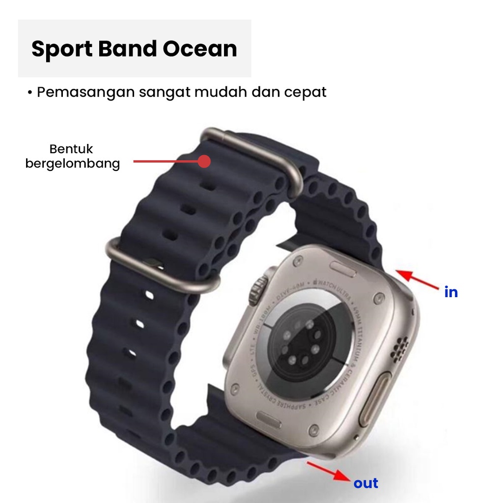 Apple Watch 8/7/6/5 Tali Jam Tangan Iwatch 38mm 42mm Ocean Strap Bergelombang