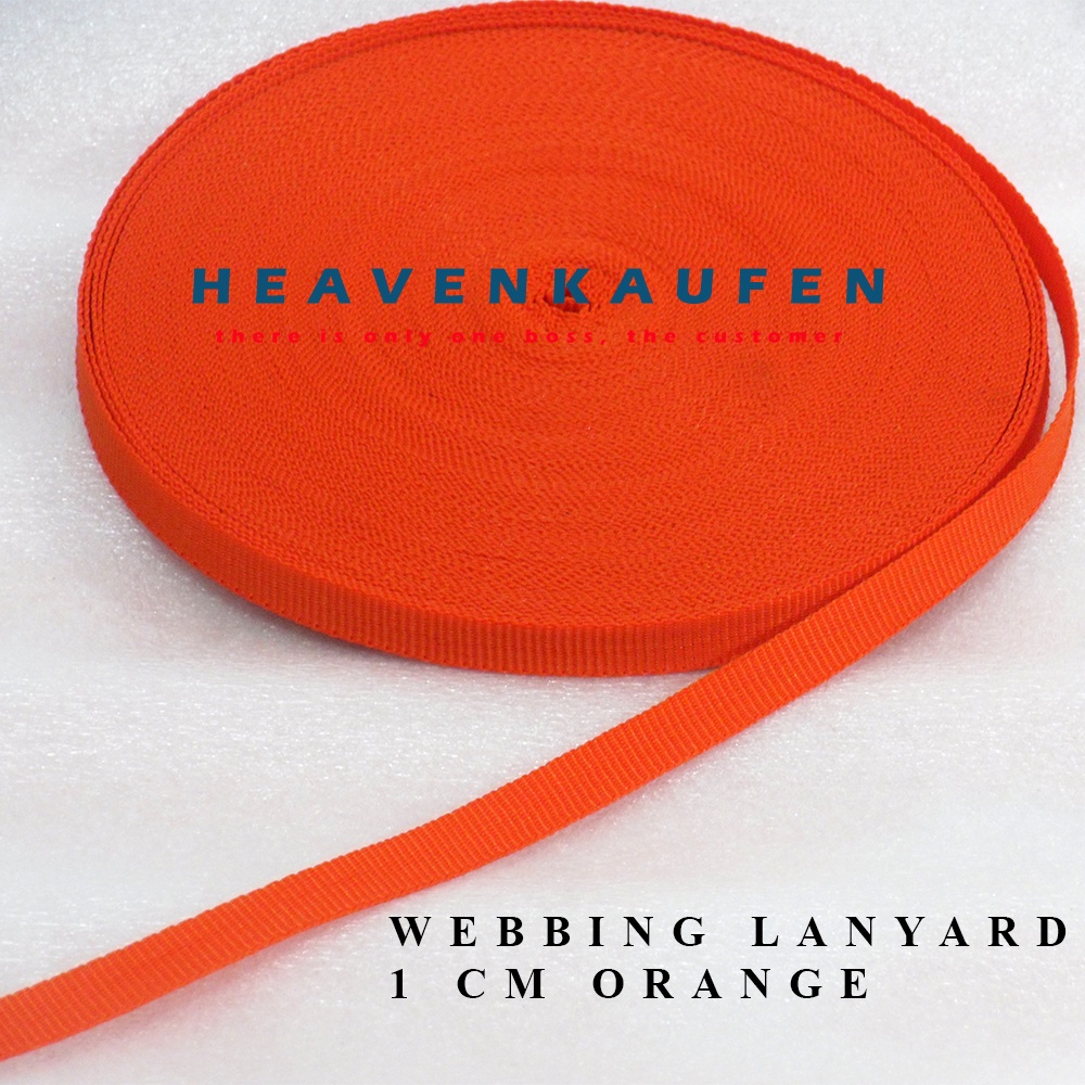 Webbing Lanyard Lebar 1 cm Warna Orange Meteran