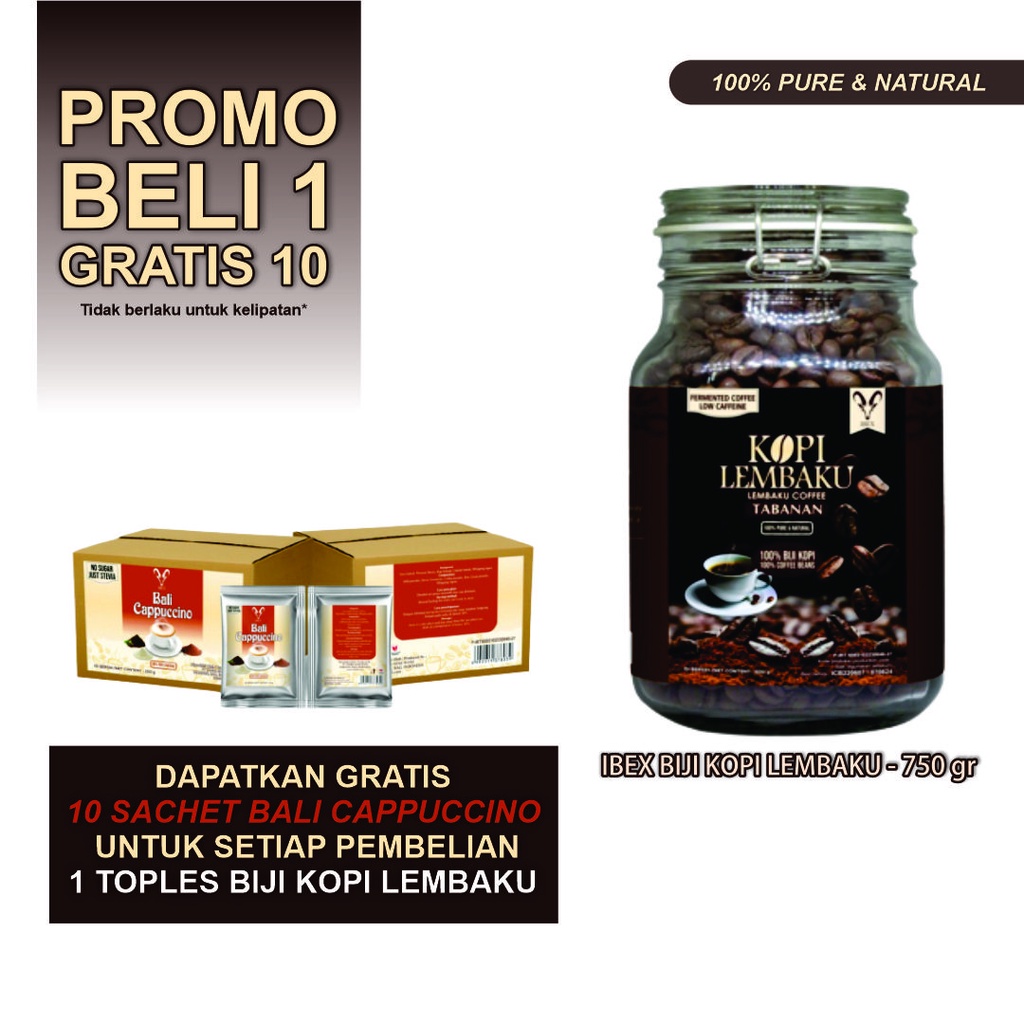

Kopi Lembaku Tabanan Beans / Fermented Coffee & Low Caffeine - 750g