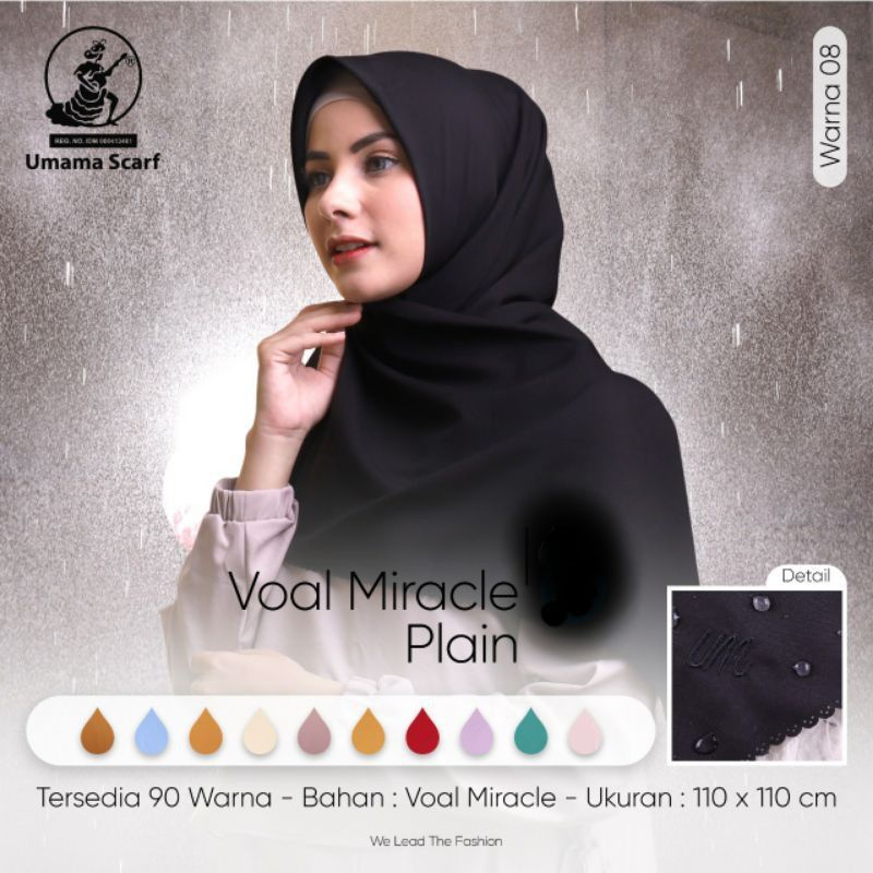 Hijab segi empat voal miracle hitam umama