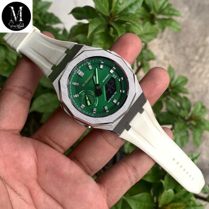 Casio G-Shock GA-2100 Original Green Rainbow Silver Rubber White Gen5