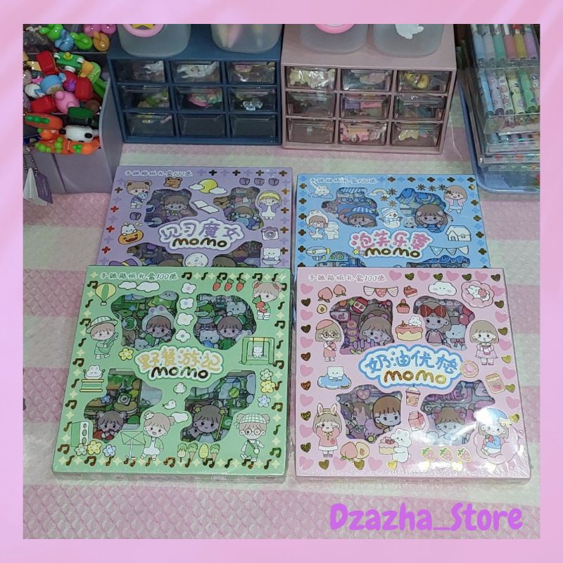 

STIKER MOMO WATERPROOF/ANTI AIR MOTIF LUCU 1 BOX ISI 100 PCS