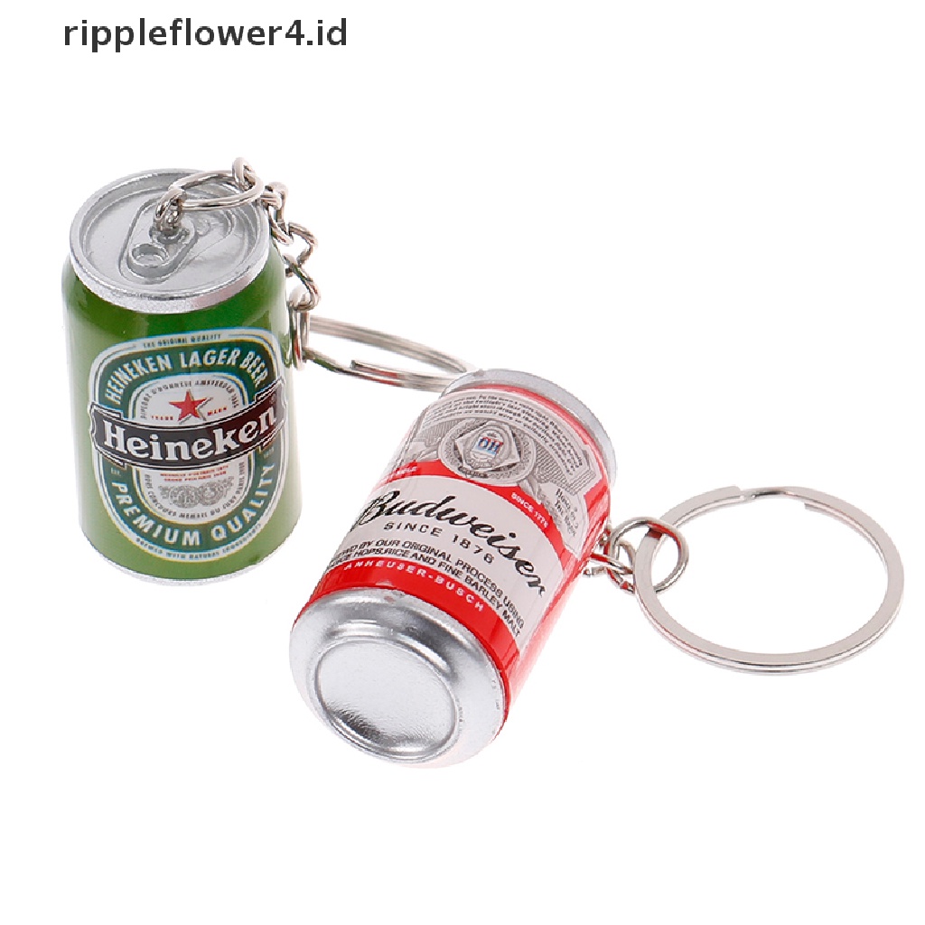 {rippleflower4.id} Simulasi Gantungan Kunci Bir Kaleng Beer Can Keyring Pasangan Keren Dekorasi Ransel~