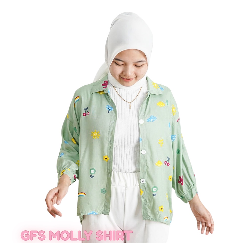 BHO - ZFS OOTD KEMEJA SAFIRA / MOLLY RAYON DIAMOND OVERSIZE BATWING SHIRT / Kemeja Bisa Di Jadikan Outer / Kemeja Kiyowo Keluaran Terbaru / Pakaian Casual Wanita / Hem Motif Lucu Unik / Fashion Kekinian Remaja ABG / Outfit Daily Wanita Trendy