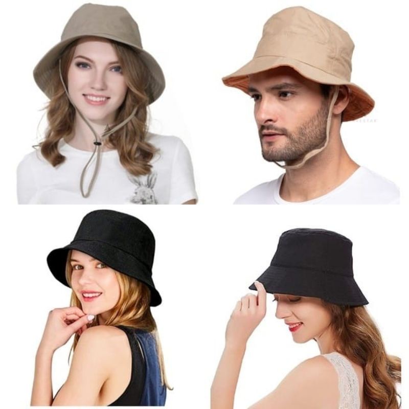 Topi Rimba Gunung Hiking Bucket Hat Korea Bolak Balik Fashion Kekinian Pria Wanita Hutan Memancing