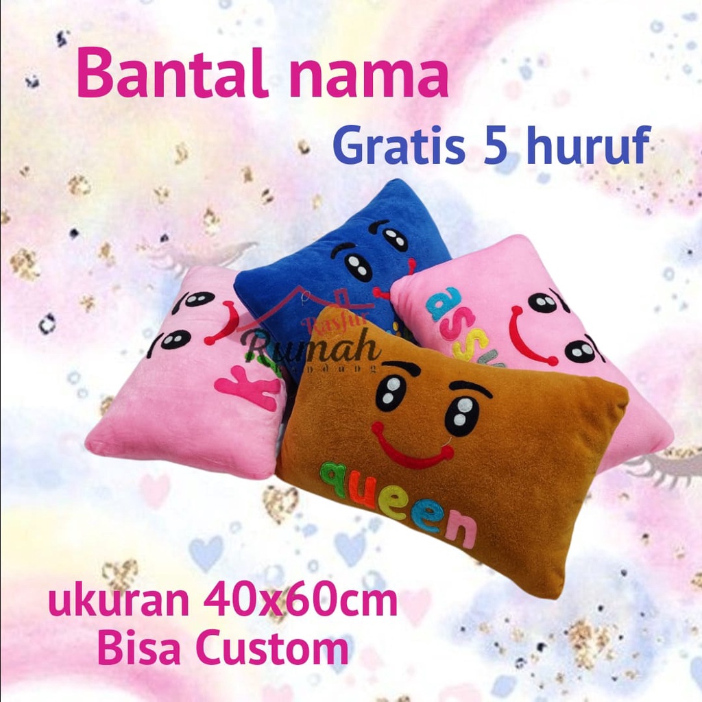 [LUCU &amp; UNIK] Bantal custom nama ukuran 40x60cm bahan velboa free tambah nama 5 huruf