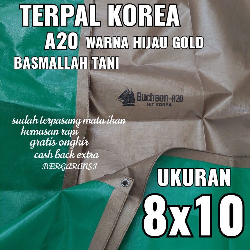 Terpal KOREA A20 Warna Hijau Gold ukuran 8x10 meter merk TRECK