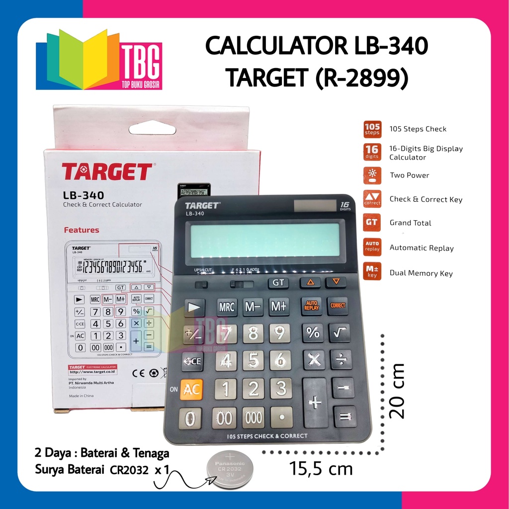CALCULATOR LB340 TARGET / KALKULATOR 16 ANGKA / ALAT HITUNG/ CALCULATOR 16 DIGIT/ KALKULATOR BESAR (