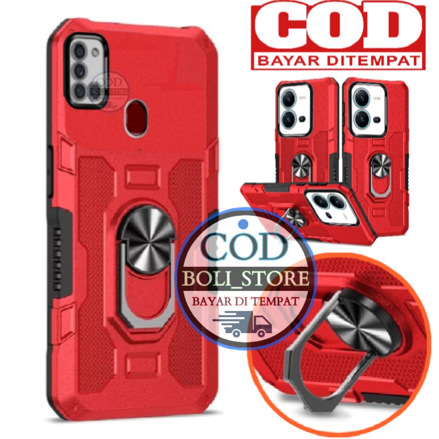 Case SAMSUNG GALAXY A21S NEW Soft Case Robot Hit EYE Ring Standing Hard Case Carbon