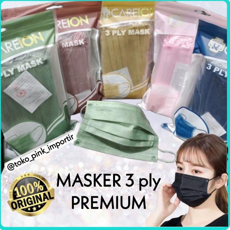 イ MASKER 3PLY PRO MASK CAREION EARLOOP EMBOS ISI 50 PCS | MASKER 3PLY PREMIUM CAREION EMBOSS ORIGINA