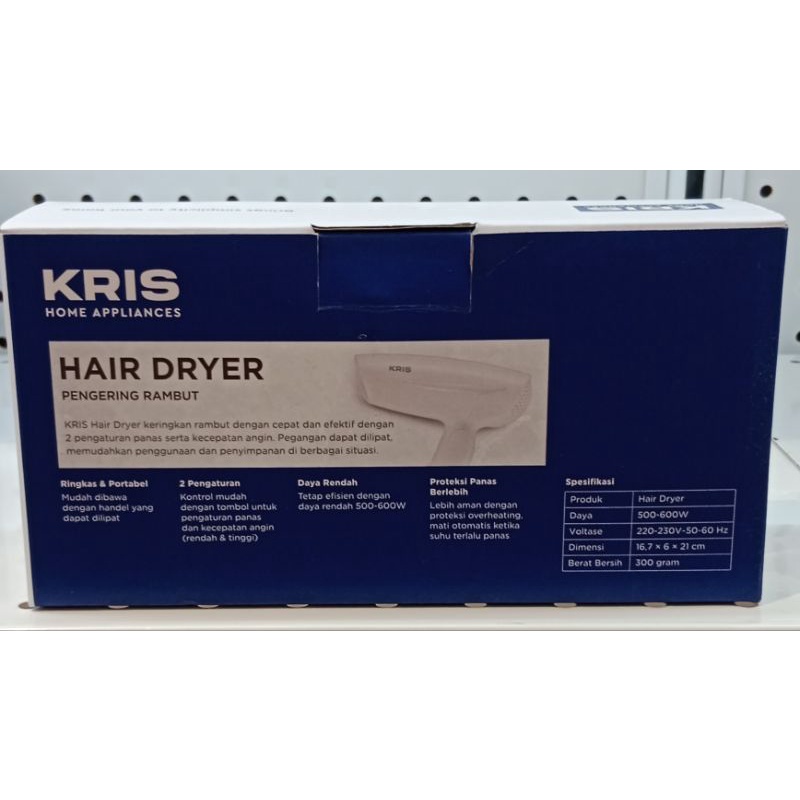 KRIS Travel Hair Dryer/Pengering Rambut/Hair Dryer Lipat - Putih