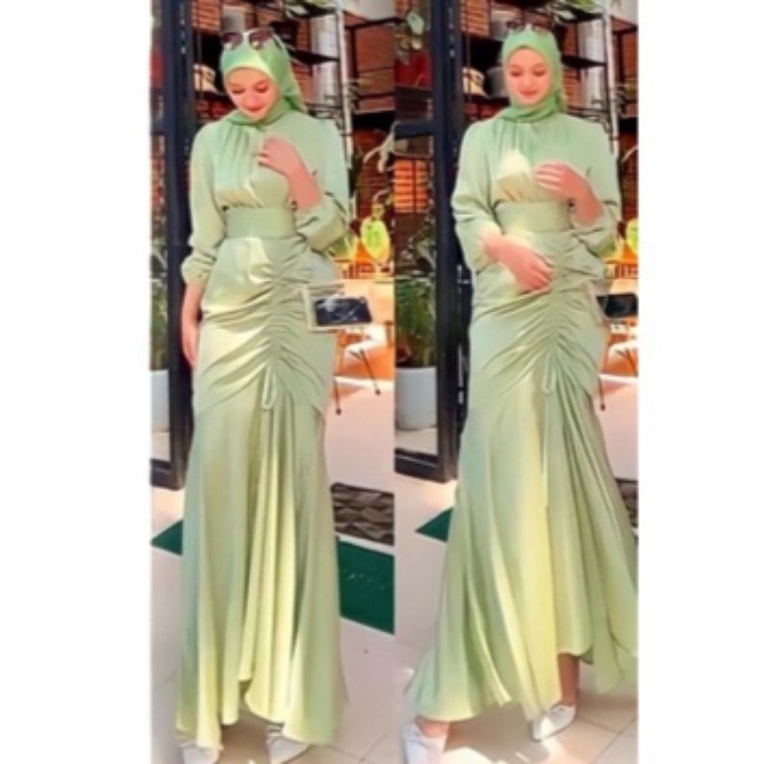 TERBARU gamis duyung serut berkualitas depan dada rempel