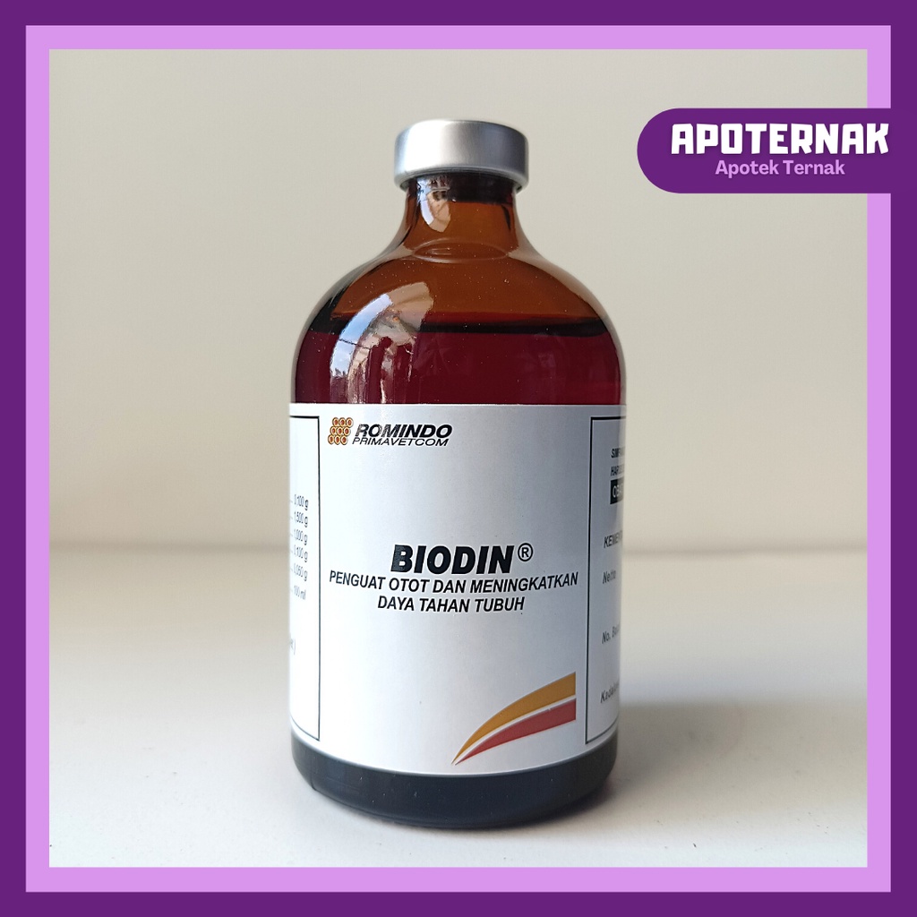 BIODIN Injeksi ATP | Penguatkan Otot Stamina dan Daya Tahan Tubuh Hewan Sapi Kambing Kuda Babi Anjing Kucing | Like Biosan Biopros Cardiofit Rheinbio Bioselvita