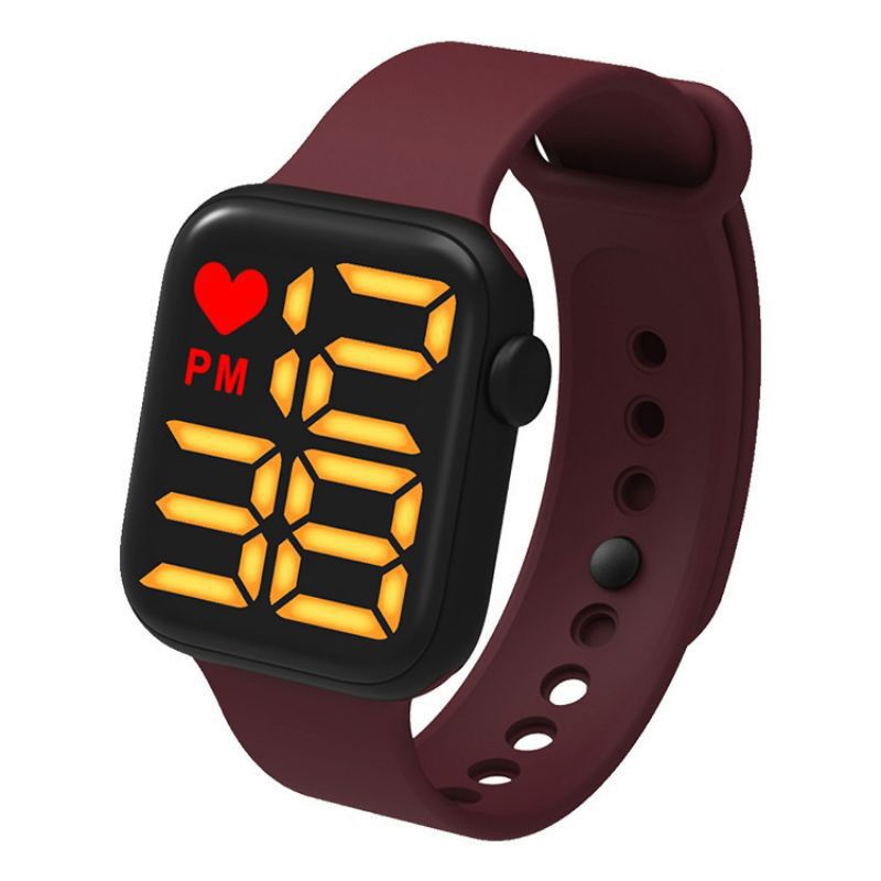 (Terima Cod)Jam Tangan Wanita Digital Led Kuning/Putih Strap Rubber(Dikirim Jakarta)