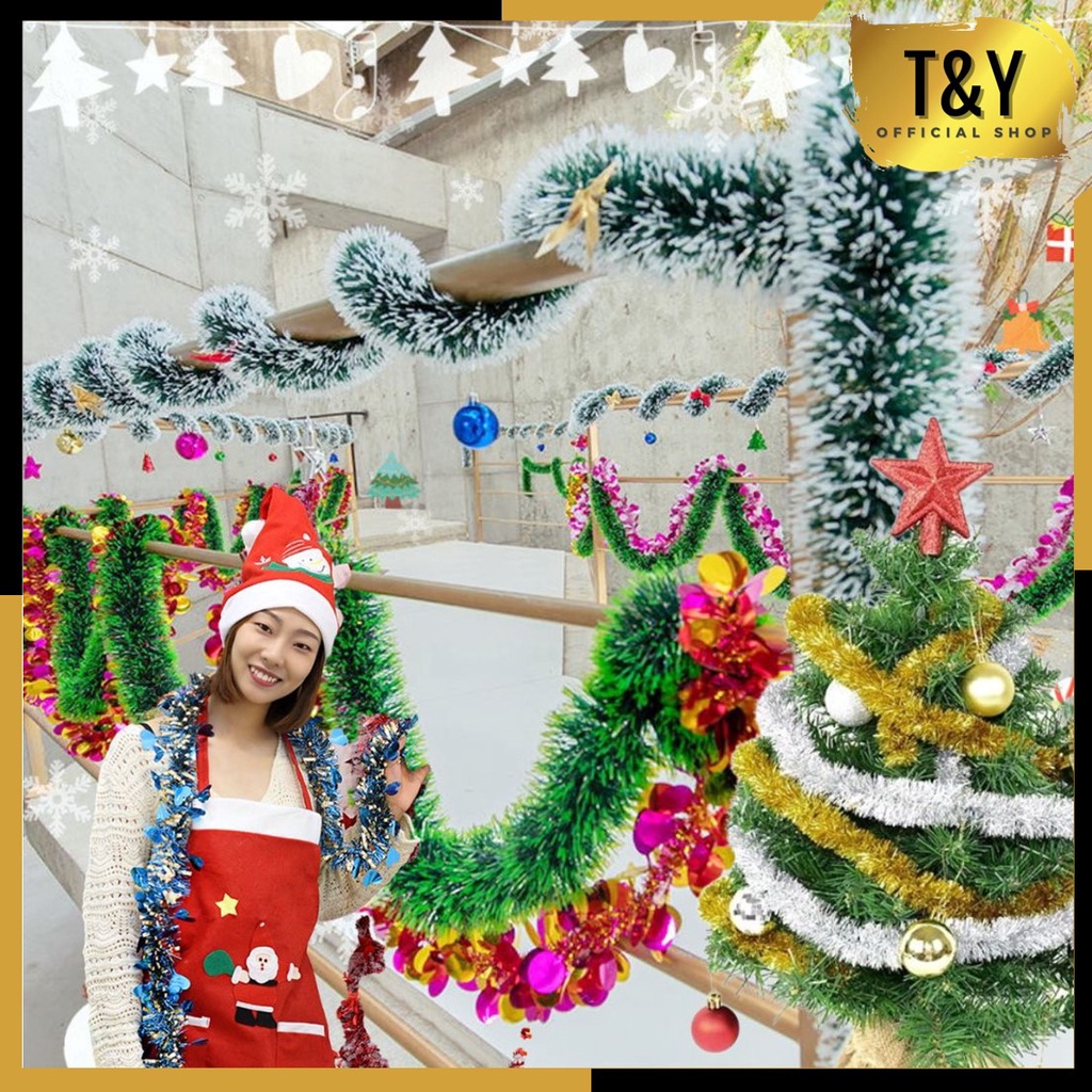 T&amp;Y Slinger Tinsel Rumbai 2 Meter Hiasan Pohon Natal Motif Bintang Love Polos Aksesoris Dekorasi Rumah Ornamen Natal Slinger Motif 2 Warna 2 Mtr Murah