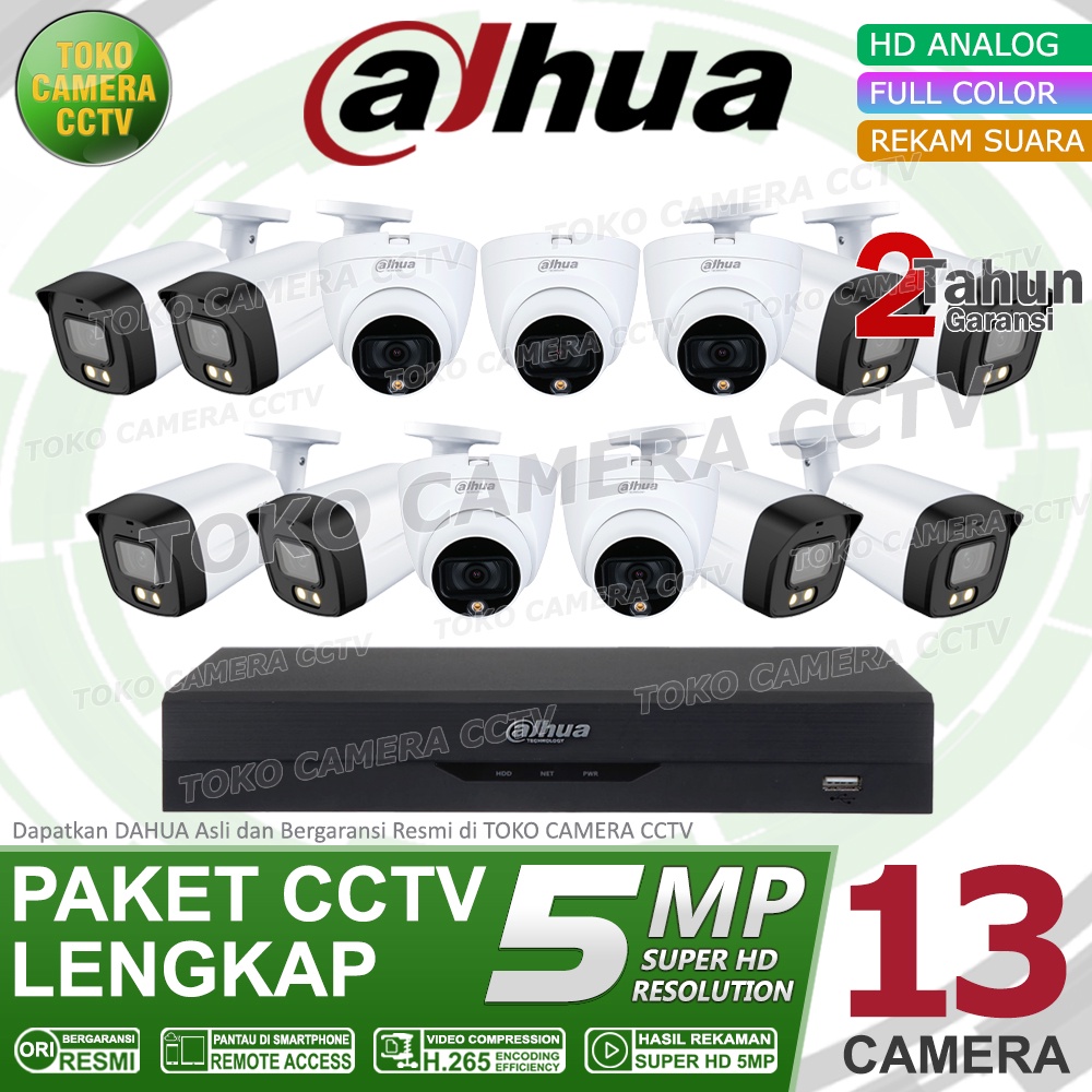 PAKET CCTV DAHUA 5MP 3K FULL COLOR AUDIO 16 CHANNEL 13 KAMERA COLORVU