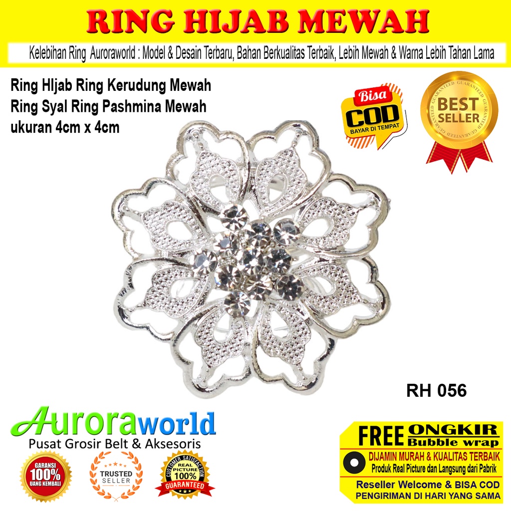 Auroraworld Ring Kerudung Ring Hijab Ring Syal Mutiara Berlian Mewah