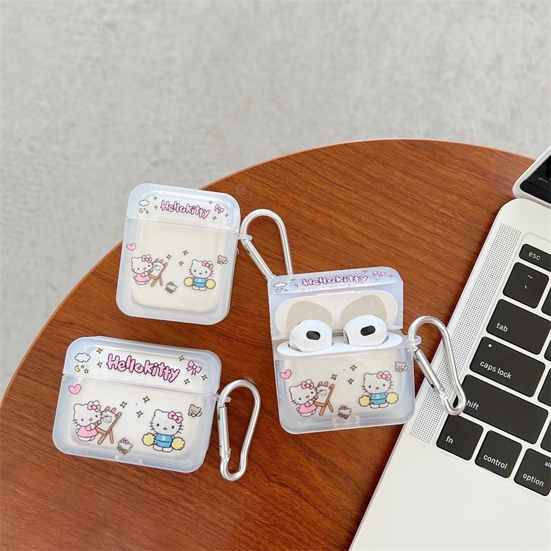 Ins Hello Kitty Kartun Pink Love Hijau Hati Warna-Warni Smiley Lucu Earphone Case Untuk Apple Airpod Pro 3 2 1 2nd Charging Box