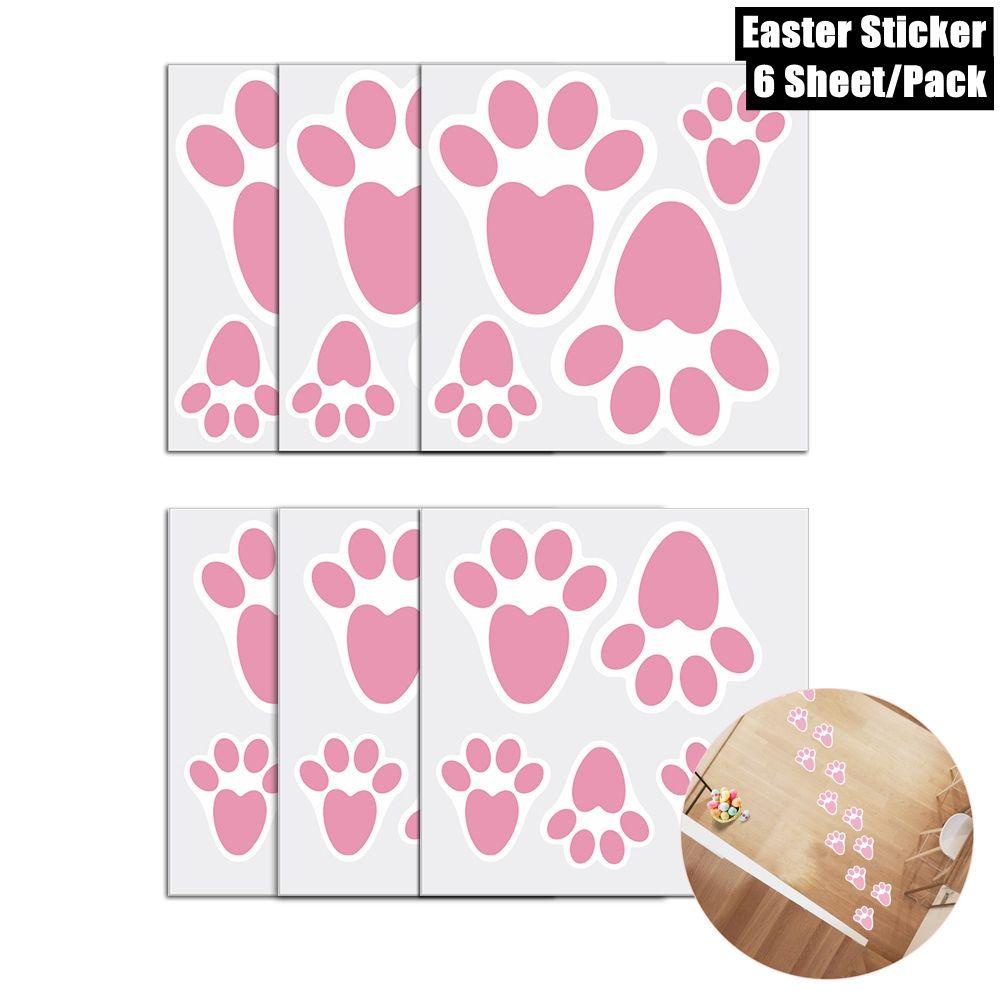 R-flower Easter Egg Hunt Sticker Game Craft DIY Featival Supply Removable Kartun Happy Easter Kelinci Jejak Kaki