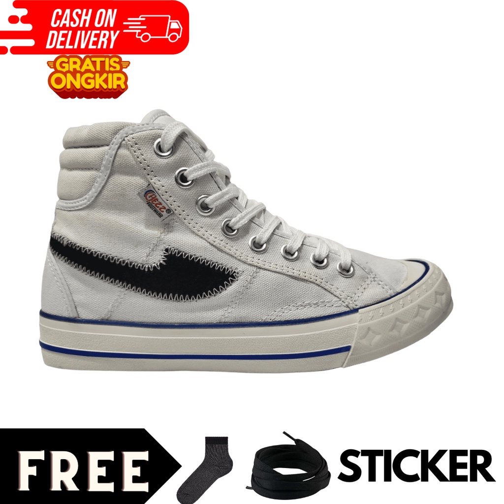 SEPATU CHEZZ ZELOZ HI "BLACK WHITE"