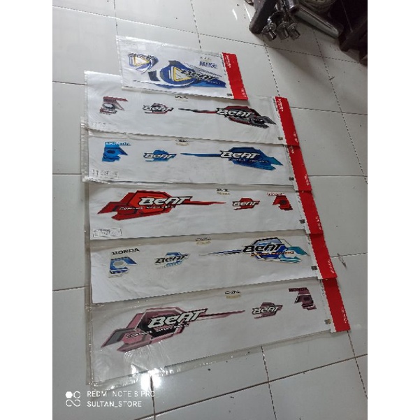 Stiker Striping Honda Beat Karbu Biru Putih Hitam Merah Original AHM