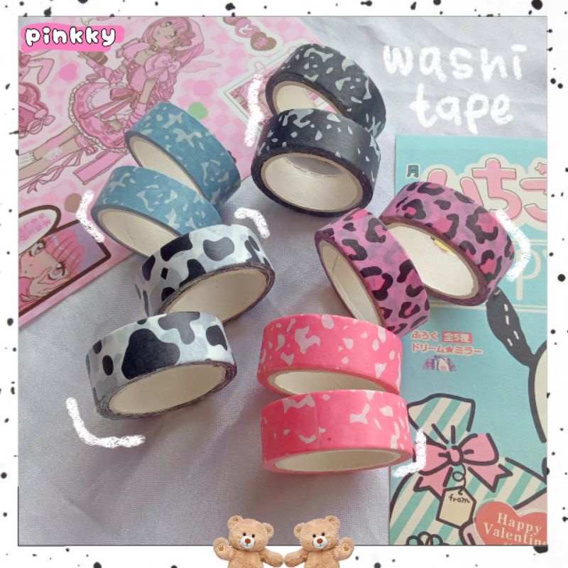 

[Pinkkyst.id] Washi tape Composition Cow pattern / stiker tape untuk Dekorasi scrapbook, Journal Deco