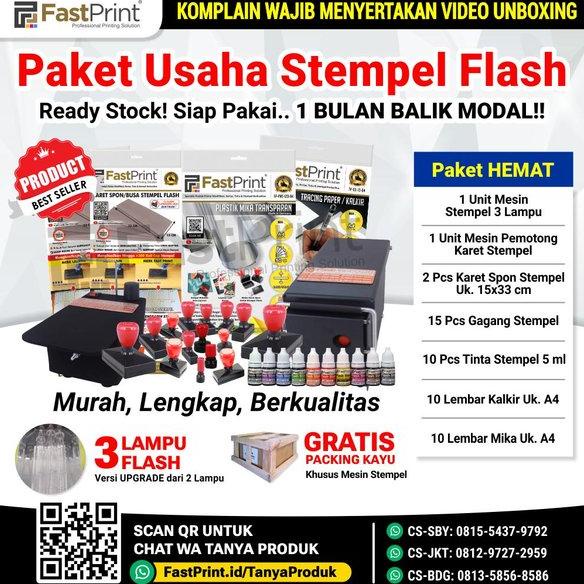 

Terlaris PAKET HEMAT MESIN STEMPEL FLASH PREMIUM 3 LAMPU 10 x 13 BAHAN PEMBUAT STEMPEL KOMPLIT Termurah