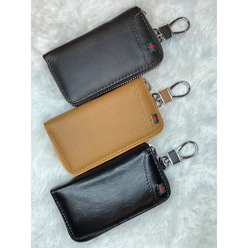 DOMPET STNK KUNCI MOBIL MOTOR KULIT ASLI IMPORT GANTUNGAN KUNCI MURAH RESLETING ZIPPER LEATHER - GK1