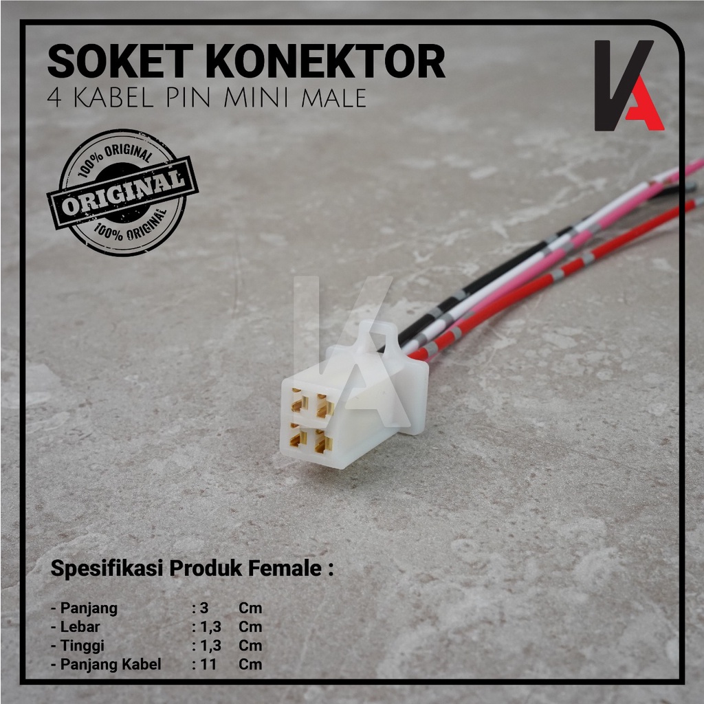 Soket Sambung 4 Pin Kecil / Mini Socket Kabel Konektor Mobil Motor (1 Set)