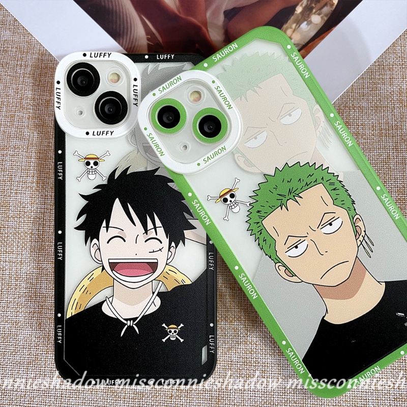 IPHONE Casing Kompatibel Untuk Iphone11 13 12 14 Pro Max 6 6s 8 7 Plus XR X XS Max Se2020 Kartun One Piece Zoro Luffy Angel Eyes Shockproof Soft TPU Case