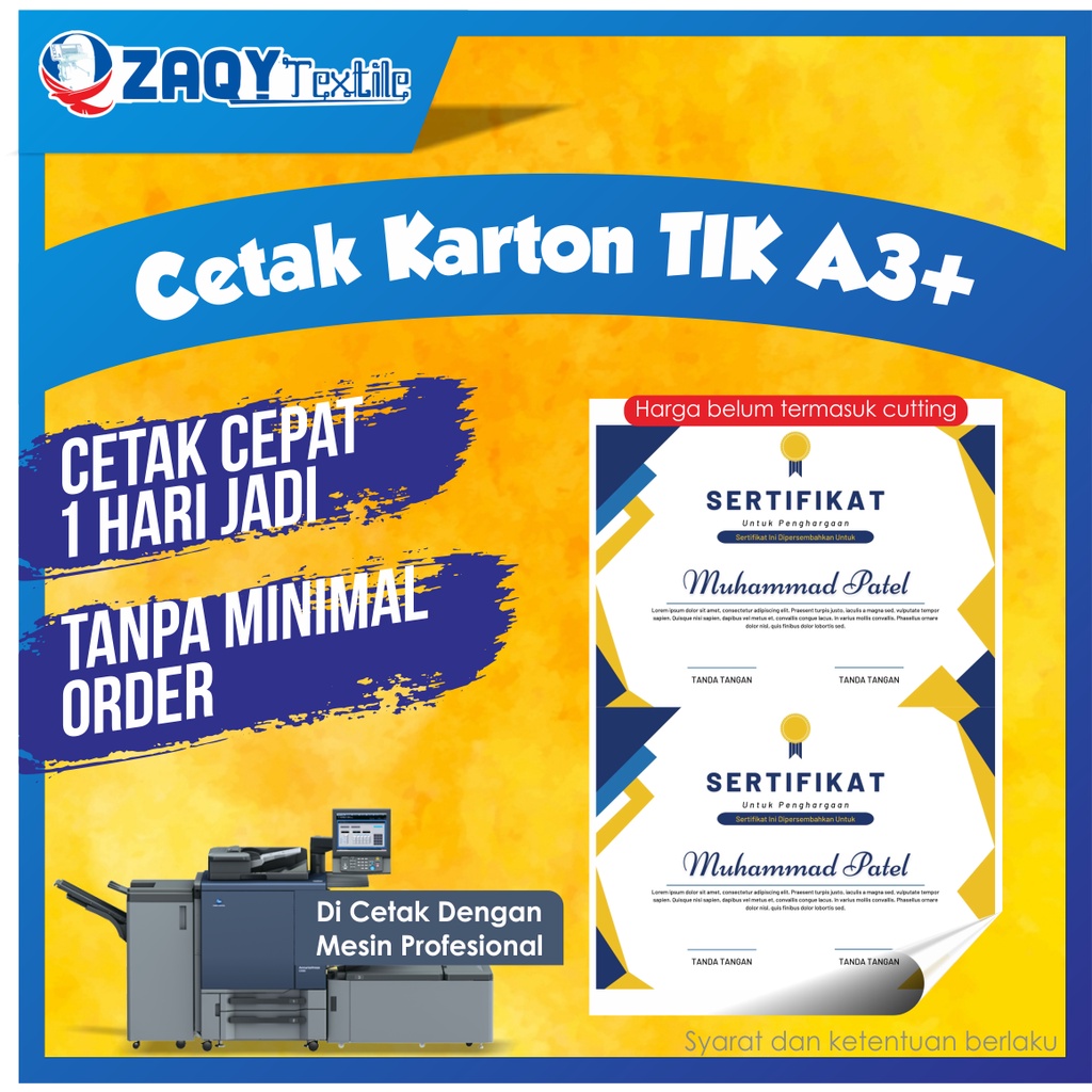 

Cetak Karton Tik a3+ (32x48CM) | Print Poster | Print Piagam