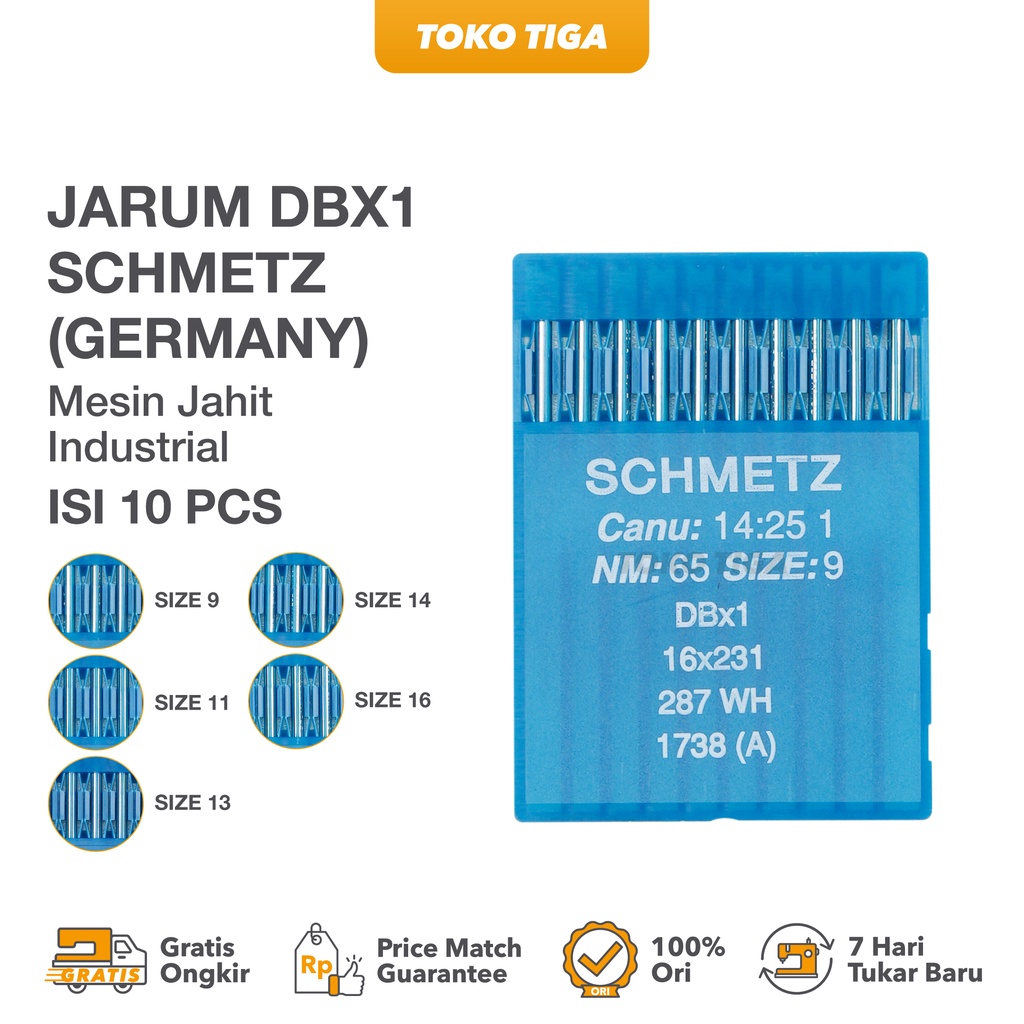 Jarum Mesin Jahit Jarum 1 DBX1 Schmetz Isi 10 Batang