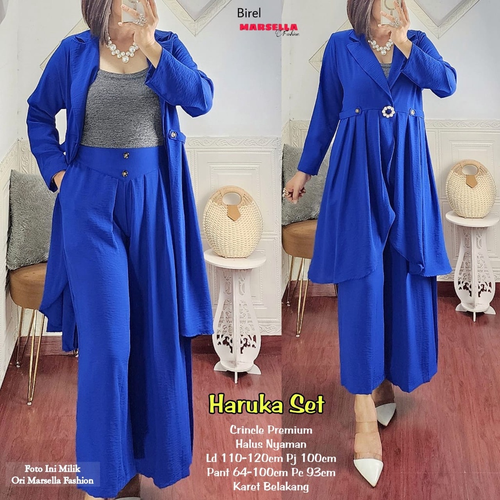 Setelan Wanita Jumbo - Setelan Atasan Top Dan Bawahan - Setelan Outer Cardigan Dan Celana Panjang