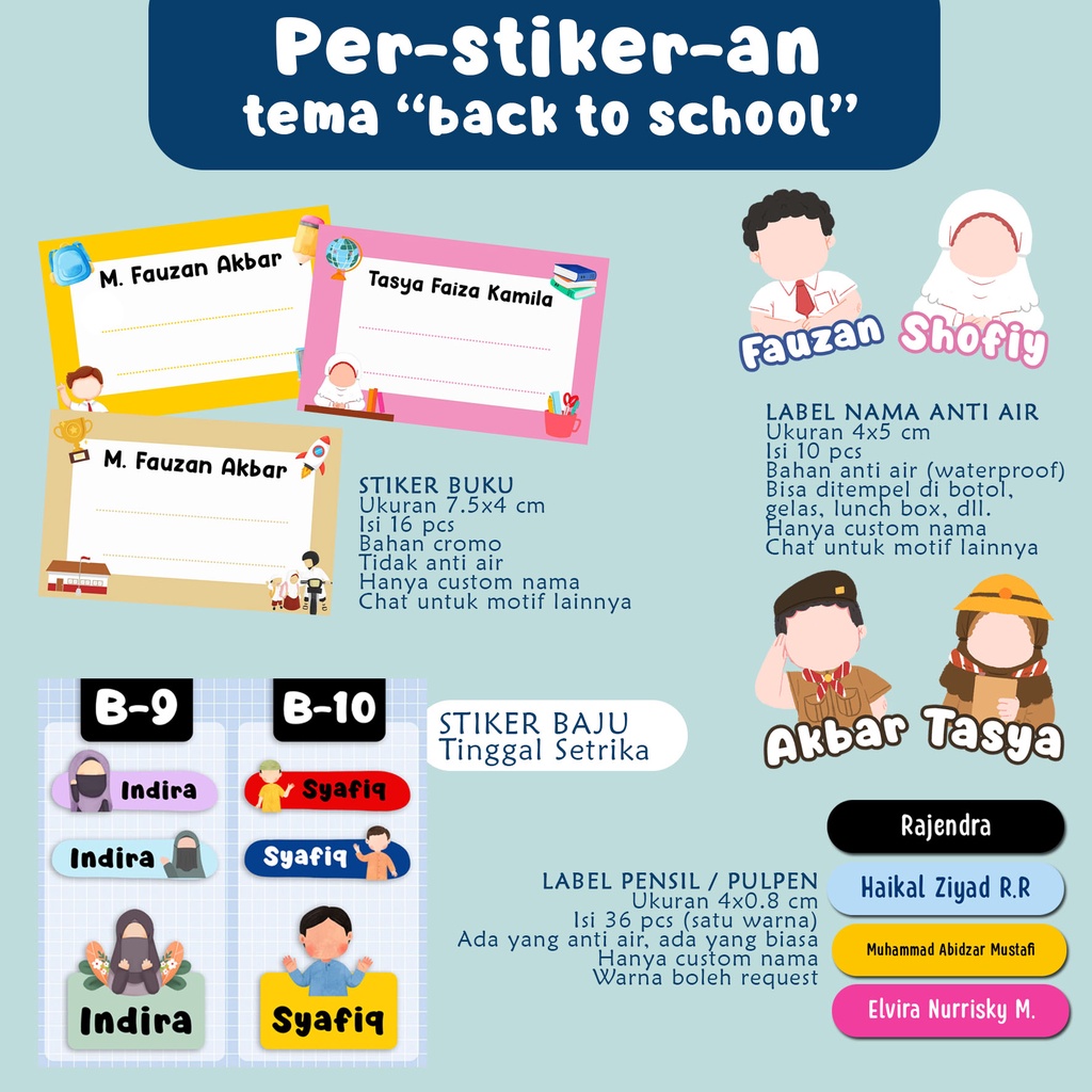 

STICKER LABEL NAMA CUSTOM NAMA TEMA SEKOLAH BACK TO SCHOOL
