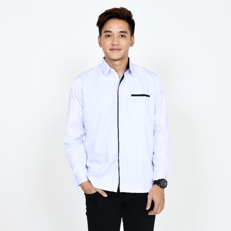 grosir baju putih kantor/Baju putih custom bordir/baju kerja warna putih tangan pendek dan panjang/kemeja putih kantor/kemeja karyawan warna putih tambah bordir