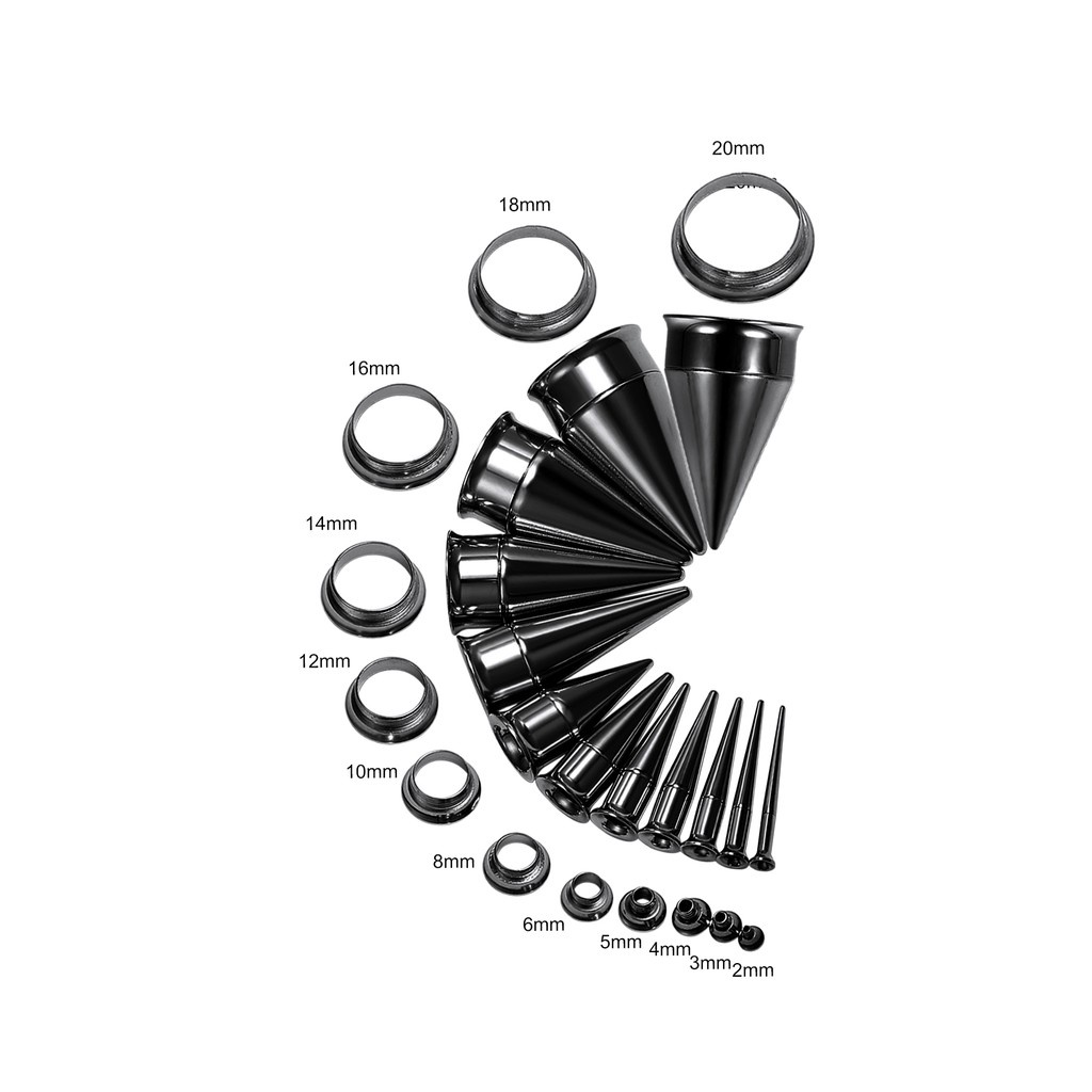 1set Perdu Daging Plug Telinga Berkobar Ganda Dan Terowongan Stainless Steel Screwed Ear Tapers Ear Expander Kits