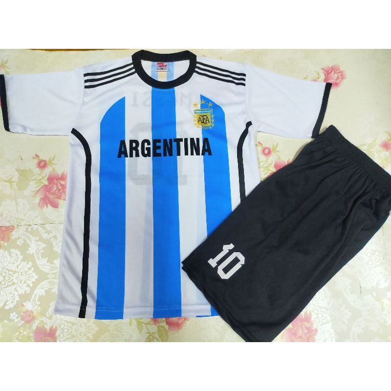 SETELAN BOLA ANAK NEGARA ARGENTINA EDISI MESSI JUARA PIALA QATAR 2022 USIA 9-14THN