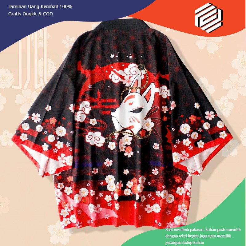 Kimono Jepang Wanita Yukata Baju Jepang Musim Panas Ala Asia Ala Jalanan Cetak Kimono Kardigan